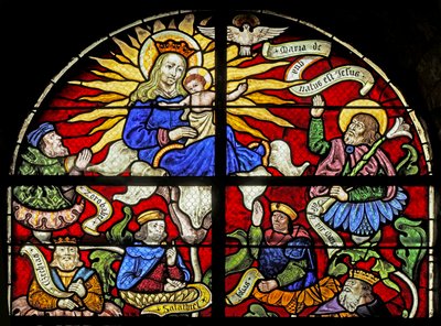 Window depicting the Virgin Mary at the top of the Tree of Jesse by French School